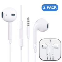 Earbuds/Headphones/Earphones,[2 Pack] 3.5mm Wired Headphones Noise Isolating Earphones Built-in Microphone & Volume Control Compatible with iOS Devices 6s/plus/6/5s/se/5c/iPad/Samsung/Android/MP3 MP4