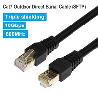 Outdoor Cat7 Ethernet Cable Black 300FT,PHIZLI Shielded Grounded UV Resistant Waterproof Buried-able Network Cord 10 Gigabit 600MHz Triple Shielded (SFTP) with OFC for Modem, Router, LAN, CCTV