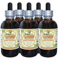 Cayenne (Capsicum Annuum) Tincture, Organic Dried Fruits Liquid Extract (Brand Name: HerbalTerra, Proudly Made in USA) 5x2 fl.oz (5x60 ml)
