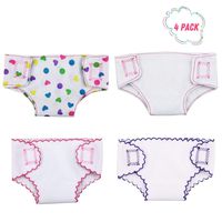 DC-BEAUTIFUL 4 Pack Baby Diapers Doll Underwear for 14-18 Inch Baby Dolls, American Girl Doll