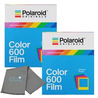 Polaroid Originals Color Instant Film for 600 and i-Type Cameras Color Frames 2 Pack Bundle with a Lumintrail Cleaning Cloth