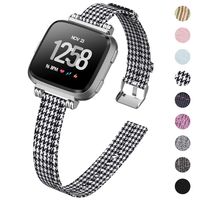 KIMILAR Woven Band Compatible with Fitbit Versa/Versa 2 Bands, Fabric Women Beaded Slim Replacement Breathable Strap Wristband Accessories (Also Fit for Versa Lite)