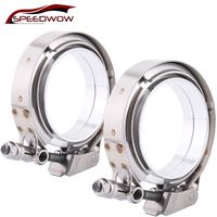 SPEEDWOW 3.0 Inch Exhaust V-Band Clamp Quick Release Male Female Flat Flange With O Ring Aluminium Alloy 2 PCS