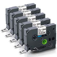 TZ Tape 12mm 0.47 Laminated Clear 1/2" Labeling Tapes TZe-131 TZe 131 TZ-131 Compatible for Brother P-Touch PT-D210 PT-D200 PT-D400 PT-D600 PT-H100 PT-H110 PT-1890C PT-P700 PT-1750 Label Maker, 5-Pack