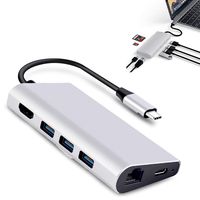 USB C Hub, VSTYLE Aluminum 8-in-1 USB 3.0 Hub 4K HDMI USB Charging Hub with 3xUSB 3.0 Type-A Ports, Gigabit Ethernet Port, SD/Micro Card Readers Premium USB-C Dock for MacBook Pro (Silver)