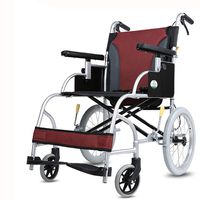 LBYMYB Wheelchair Transport Folding Portable Travel Chair Aluminum Alloy Disabled Elderly Storage Trolley Hand Brake Comfortable Portable Wheelchair (Style : Small Wheel)