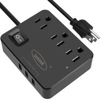 Desktop Power Strip with USB, Bototek 3 Outlet and 3 USB Charging Ports(5V/4.2A, 21W), 4 ft Extension Cord for Cruise Ship Multi Plug Extender Dorm Room Nightstand - Black
