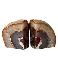 JIC Gem 2 to 3 Lbs Natural Agate Bookends Decorative Polished 1 Pair with Rubber Bumpers for Office Décor and Home Decoration