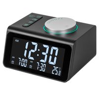 Alarm Clock Radio with FM Radio, Dual Alarms Clock, 3.2" LED Display with Dimmer, Snooze, Sleep Timer, Temperature Display, 12/24 Hours, Adjustable Alarm Volume, Headphone Jack, Dual USB Charging Port