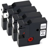 JARBO 45013 Compatible for DYMO D1 45013 Labeling Tape Black Print on White, 4 Packs, 1/2 Inch x 23 Feet (12mm x 7m), Used for DYMO LabelManager 160, DYMO LabelManager 280, PNP 420P 210D 360D 220P
