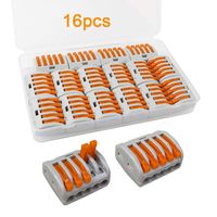 FULARR 16Pcs Premium PCT-215 Lever-Nut, Conductor Compact Wire Connectors, Terminal Block Wire Push Cable Connector -- 5 Port