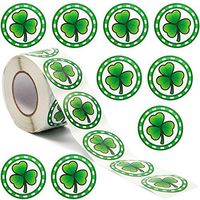 St. Patrick’s Day Self Adhesive Sticker Roll, Irish Shamrock (1.5 in, 500 Pack)