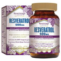 Reserveage, Resveratrol 500 mg with Pterostilbene, Antioxidant Supplement for Cardiovascular and Cellular Health, Supports Healthy Aging, Paleo, Keto, 60 capsules (60 servings)