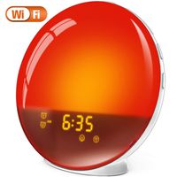 LATME Sunrise Alarm Clock Wake Up Light Works with Alexa Google Home with Colored Sunrise Simulation and Sunset Fading Night Light for bedrooms,FM Radio,4 Alarm 12 Times Snooze Function (White-Smart)