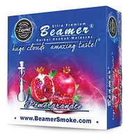 Pomegranate Beamer® Ultra Premium Hookah Molasses 50 Gram Box. Huge Clouds, Amazing Taste!® 100% Tobacco, Nicotine & Tar Free + Beamer Smoke Sticker