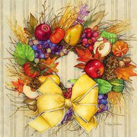Cocktail Napkin, Fall Wreath
