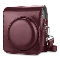 Fintie Protective Case Compatible with Fujifilm Instax Mini 90 Neo Classic Instant Film Camera - Premium Vegan Leather Bag Cover with Removable Strap, Burgundy