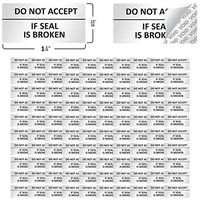 Tamper Evident Resistant Stickers - Silver Do Not Accept Small Rectangle Labels, 100 Pack
