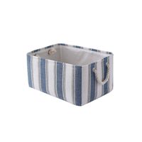 TheWarmHome Storage Basket Dog Toy Basket Baby Storage Basket Decorative Storage Basket Empty Gift Basket Shelf Basket with Handles for Office,Bedroom,Closet(Blue&White Strip, 13.8L×9.8W×6.7H inch)