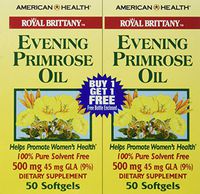 American Health Royal Brittany Evening Primrose Oil Softgels, 2 Pack - Promotes Women's Health - Nutritional Support for Women with PMS - Non-GMO, Gluten-Free - 500 mg, 50 Count, 100 Total Servings