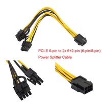 Glumes PCI-E 6-pin to 2X 6+2-pin (6-pin/8-pin) Power Splitter Cable PCIE PCI Express,8 inches,18 AWG Copper (Yellow)