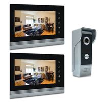 AMOCAM Video Intercom phone, Upgrade Aluminum Alloy/Acrylic Panel Wired Video Door Phone Doorbell Kits, Support Monitoring, Unlock, Dual-way Door Intercom, 7 Inches LCD 2PCS Monitor, 1 IR Camera