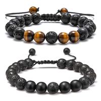 M Mooham Lava Rock Bracelet - 8Mm Lava Rock Bead Anxiety Bracelet, Men Women Stress Relief Yoga Beads Adjustable Aromatherapy Essential Oil Diffuser Healing Bracelets, C-Volcanic Matte&Tiger