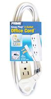 Prime Wire & Cable EC930706K-2-Pk 6-Feet 14/3 Sjt 3-Outlet Office Cord, 2-Pack, White