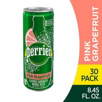 Perrier Pink Grapefruit Flavored Carbonated Mineral Water, 8.45 Fl Oz (30 Pack) Slim Cans