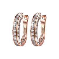 FunDiscount 14K Gold Plated Cubic Zirconia Huggie Hoop Earrings, 925 Sterling Silver CZ Simulated Diamond Gemstone Small Hoops Earring Stud Bohemian Large Half Ring Earrings Statement (Rose Gold)