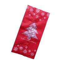 wonderfulwu Christmas Gift Bags, 50PCS Frosted Christmas Gift Bags Red and Green Christmas Tree Snowflake Biscuit Party Candy Packing Bags (Red)