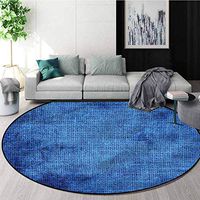 RUGSMAT Navy Blue Warm Soft Cotton Luxury Plush Baby Rugs,Abstract Burlap Design Foam Mat Living Room Decor Round-71