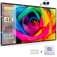 Coolux100 Inch Projector Screen Portable Projection Movies Screen HD 4K 16:9 Home Theater Outside Office Backyard Presentation Education Public Display Support Front and Rear Projection