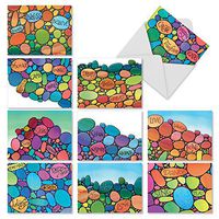 10 Thank You Notes ‘Written in Stone,’ Boxed Set of Assorted Rainbow Rock Thank You Cards (4 x 5.12 Inch), Inspirational Quotes and Pebbles Gratitude Greeting Cards Assortment with Envelopes M2321