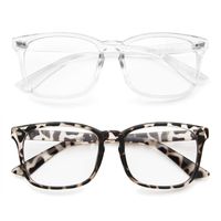 Blue Light Blocking Glasses 2 Pack Anti Eye Strain Minimize Headache UV Blocking Computer Reading Gaming Eyeglasses, Men/Women (Transparent&Leopard)