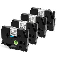 Replace TZe-S241 TZ 18mm 0.7 Inch Black on White P-Touch Label Tape 3/4 Inch Compatible with Brother Extra Strength Tape for PT-D400, PT-D400AD, PT-D400VP, PT-D450 Label Maker, 4-Pack
