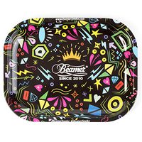 Beamer Designer Series Small Metal Rolling Tray -Funky Crown - 7 Inch x 5.5 Inch…