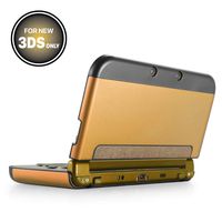 TNP New 3DS Case (Gold) - Plastic + Aluminium Full Body Protective Snap-on Hard Shell Skin Case Cover for New Nintendo 3DS 2015 - [New Modified Hinge-less Design]