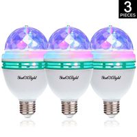 YouOKLight 3-Pack E26 Full Color Rotating Lamp LED Strobe Bulb Multi Crystal Stage Light for Disco Birthday Party Club Bar