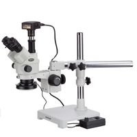 AmScope 3.5X-180X Simul-Focal Stereo Lockable Zoom Microscope with 144-LED Ring Light and 14MP USB3 Camera