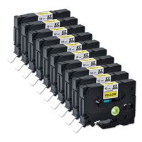 Compatible For brother Tze631 0.47 Inch 26.2feet (12mm/8m)p touch laminated Black on Yellow Standard Replace Waterproof Label Tape maker PT-H110/PT-D200/PT-D210/PT-D400/PT-D600/PT-1280/PT-1290(10PK)