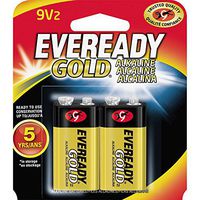 Eveready A522BP2CT Alkaline Battery, Economical, 9 Volt, 2BX/CT