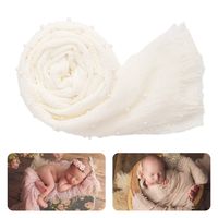 Newborn Photography Wrap | Handmade Pearl Decor Wrap Blanket for Baby Photo Props | 35.5 X 67 inch Newborn Photo Shoot Outfits White