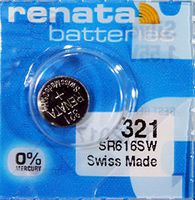 Renata #321 SR616SW 1.55v Silver Oxide Watch Batteries - Tear Strip of 10