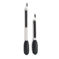 Cooking Light 2-Piece Silicone 9 Inch and 12 Inch Set, Salad Tool, Kitchen Locking Cooking Tongs, Safe for Non-Stick Cookware, Heavy Duty, Black