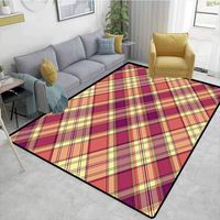 Bigdatastore Checkered Moiré Kids Carpet Playmat Rug, Retro Style Display with Vintage Scottish Celtic Striped Pattern, Easy Maintenance Area Rug Living Room Bedroom Carpet(2.5'x 7')