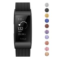 Fitlink Stainless Steel Metal Replacement Bands for Fitbit Charge 3 and Charge 3 SE for Women Men,Multi Color Multi Size(Black,Large(6.1 ''- 9.9''))