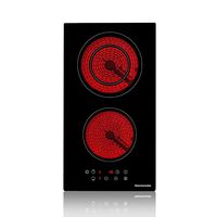 Electric Cooktop, thermomate 12 Inch Built-in Radiant Electric Stove Top, 240V Ceramic Electric Stove with 2 Burners, 9 Heating Level, Timer & Kid Safety Lock, Sensor Touch Control