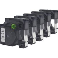 WonderTec 5 Pack Compatible DYMO D1 45013 S0720530 Label Tape, Black on White Labeling Tape Compatible for DYMO LabelManager 160, LabelManager 210D, LabelManager 260P, LabelManager 450D Printer, 12mm