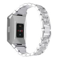 For Fitbit Ionic Bands, AISPORTS Fitbit Ionic Stainless Steel Rhinestone Band Bling Glitter Smart Watch Adjustable Replacement Band Wristband Buckle Clasp for Fitbit Ionic Fitness Accessories - Silver